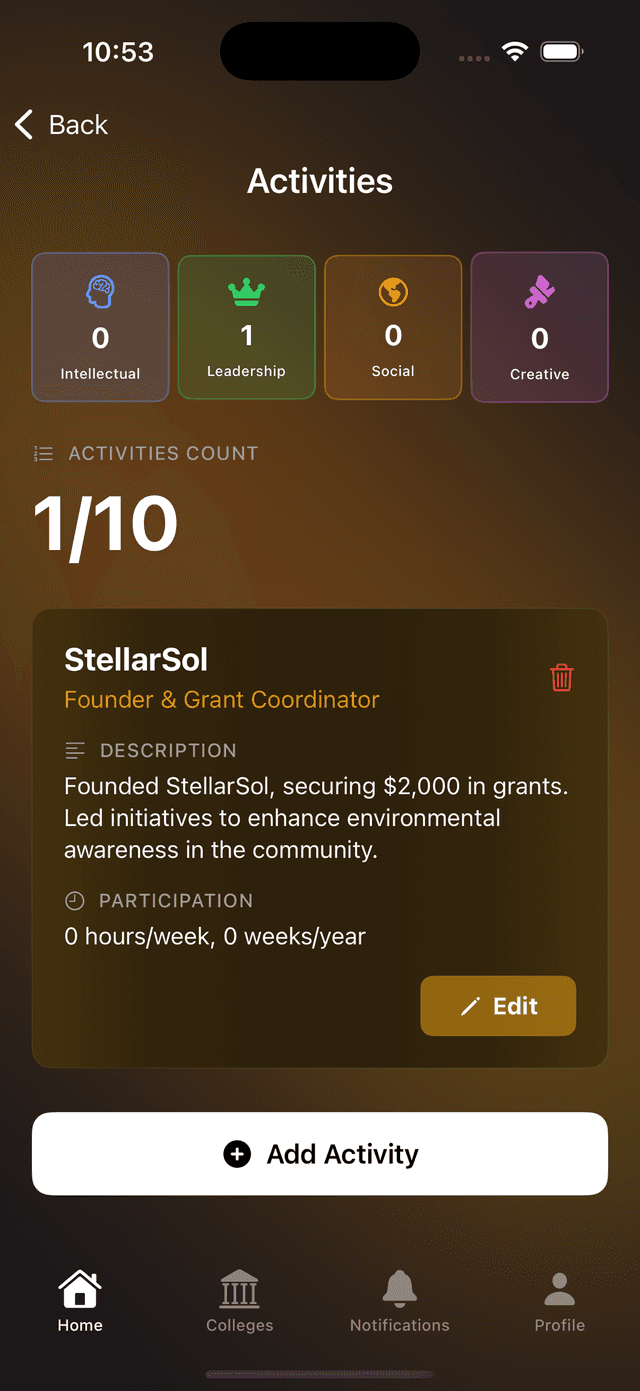Activities Feature